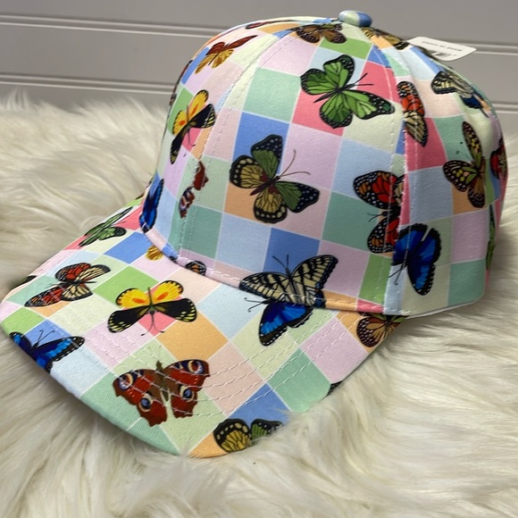 Butterfly 🦋 Pastel Colorblocked with Multicolored Butterflies Baseball Cap - Picture 3 of 12